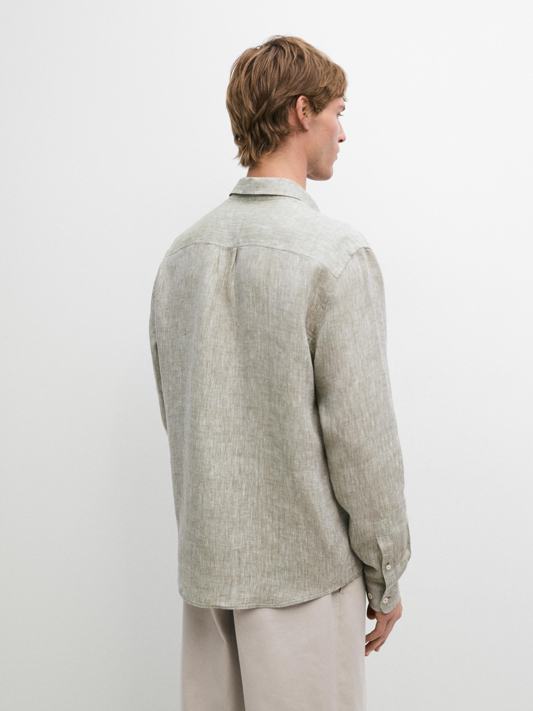 Regular fit linen shirt with pocket